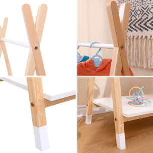 Penderie pour enfant bois et blanche LOU