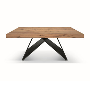 Tavolo VULCANO in legno, finitura rovere rustico con base in MDF antracite, allungabile 180×90 cm – 260×90 cm