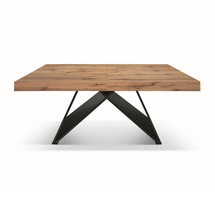 Tavolo VULCANO in legno, finitura rovere rustico con base in MDF antracite, allungabile 180×90 cm – 260×90 cm