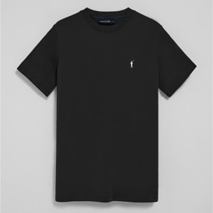 Maglietta nera a girocollo e ricamo Rigby Go