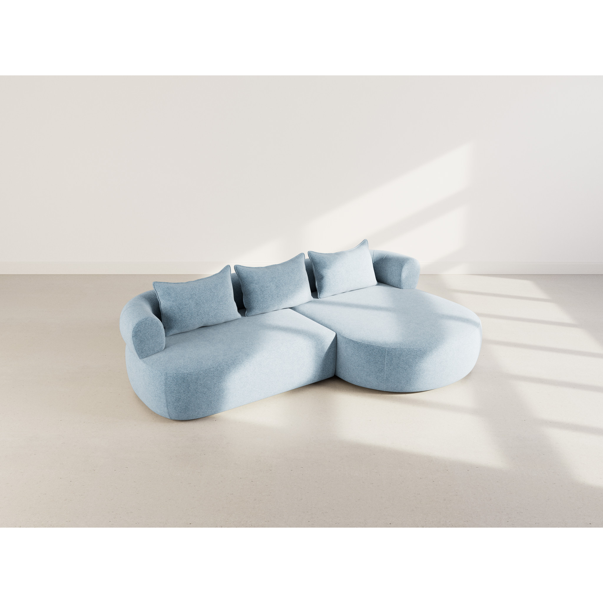 Angela - canapé d'angle droit 4 places en velours texturé - Bleu