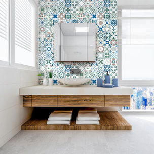 Stickers muraux - Sticker Mural Carrelage adhésif Cuisine Salle de Bain - 24 STICKERS CARRELAGES AZULEJOS IRINA