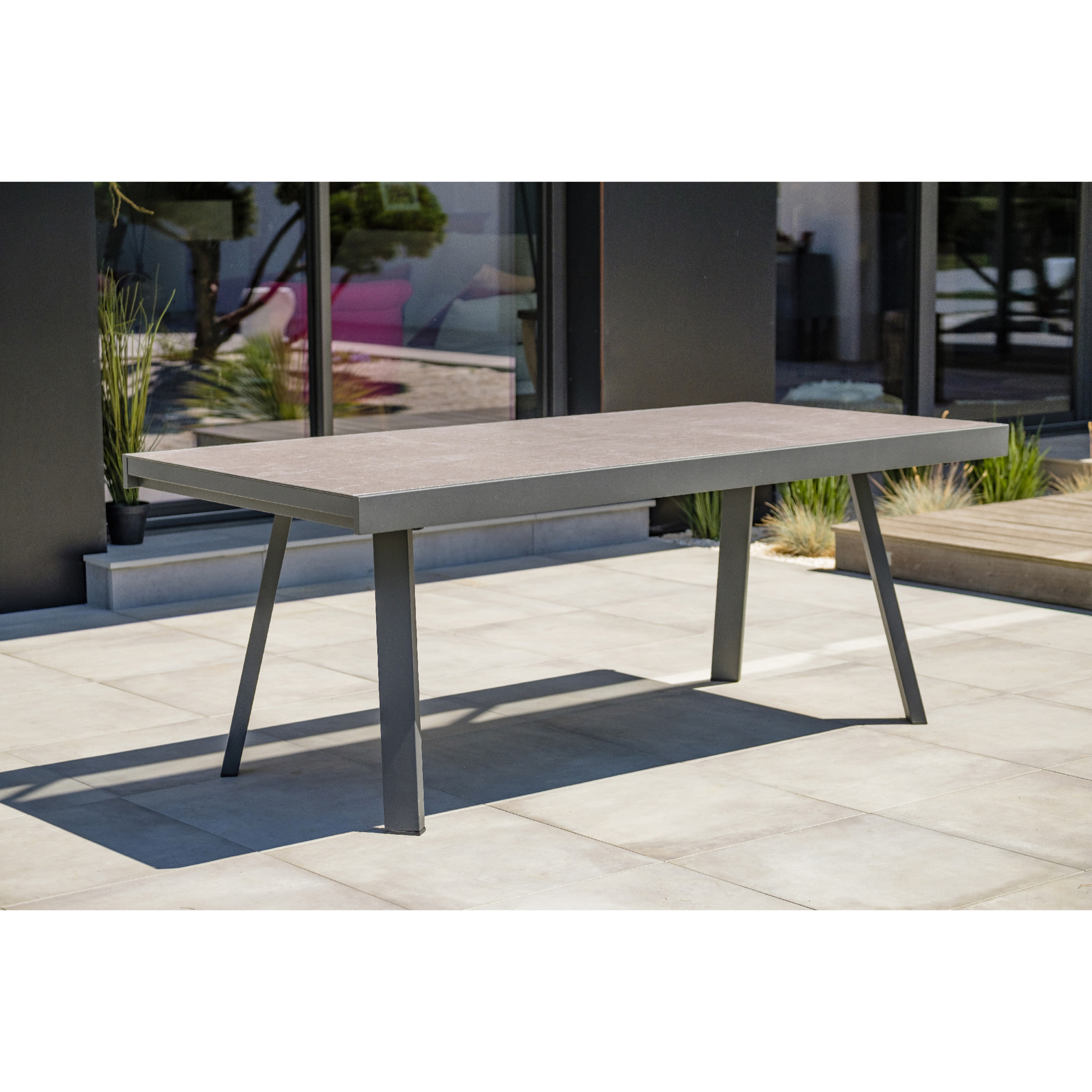 STOCKHOLM - Table de jardin 12 places en aluminium et céramique