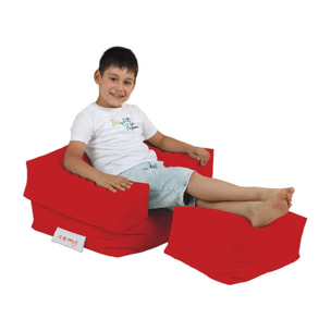 Sillón + puf para niños para exteriores rojo