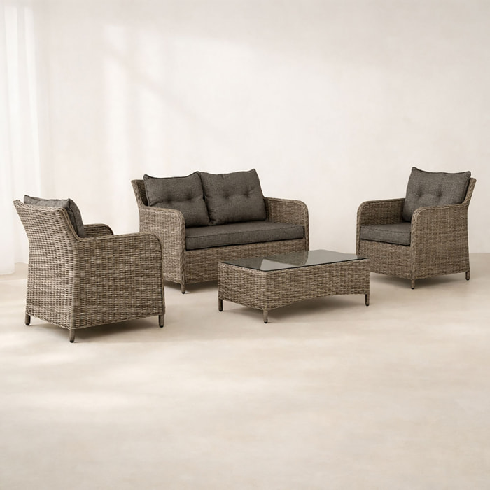 Salon de jardin en aluminium moka 4 places PORTO-FINO