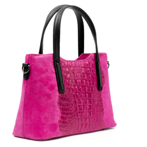 Fiesole borsa tote Donna. Pelle autentica Camoscio Incisa Coccodrillo.