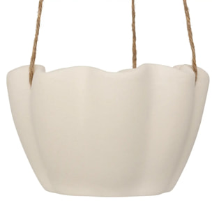 Cache-pot suspendu "Wild" céramique blanc D17xH10,5cm