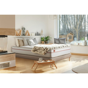 Pack matelas LE PAISIBLE - Mémoire de forme BioVisco - Ep. 24 + sommier kit Beige