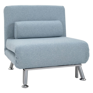 Fauteuil convertible 3 en 1 chauffeuse lit avec coussin bleu