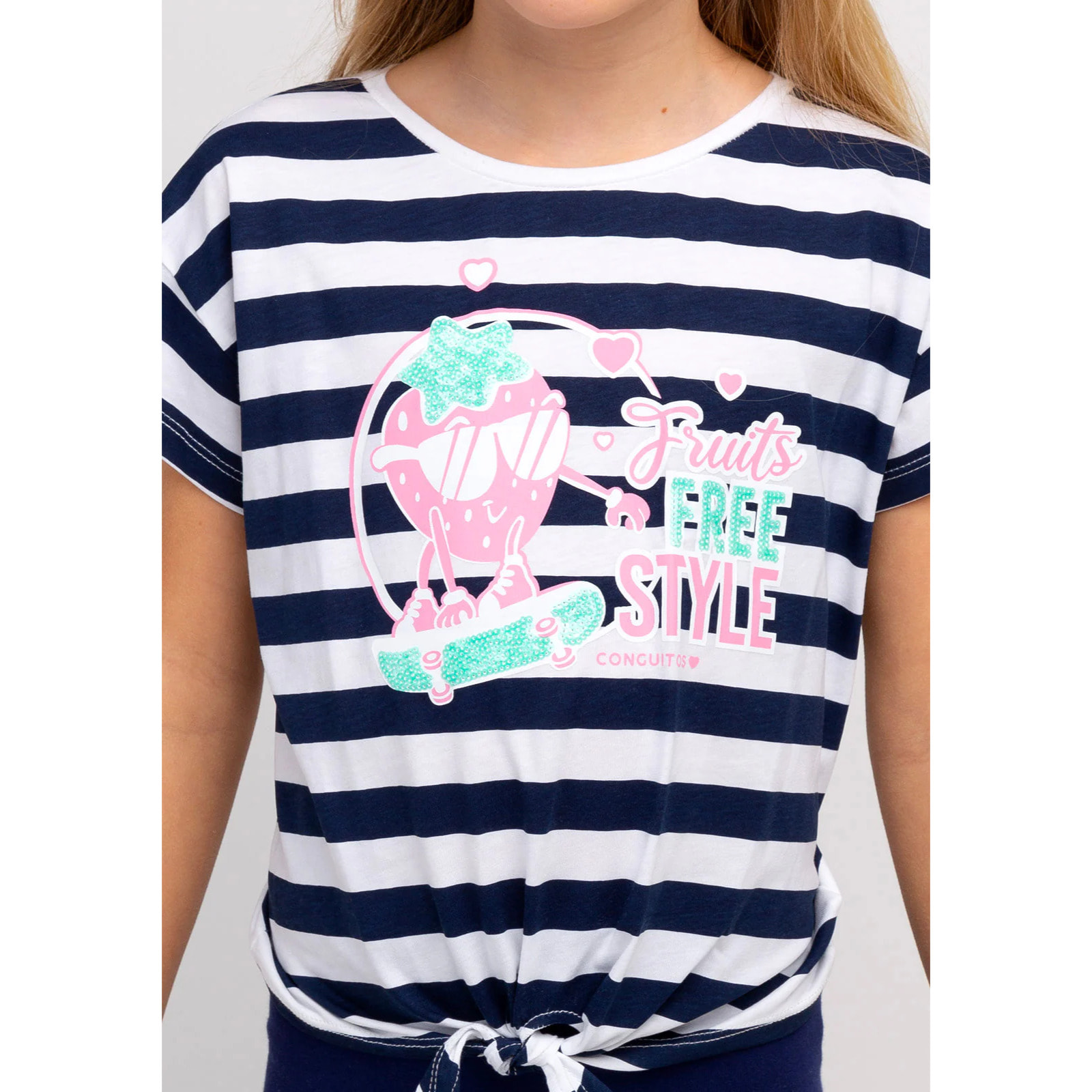 Camiseta De Niña Estampado Rayas