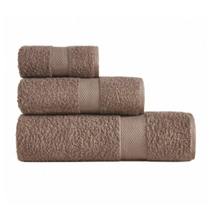 Set 3 asciugamano spugna cotone 100% Made in Italy. Ospite + Salvietta + Telo. Colore MARRONE