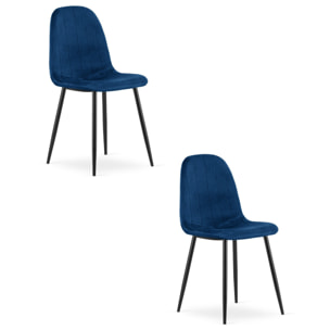Set di 2 sedie Padva in velluto blu e gambe nere