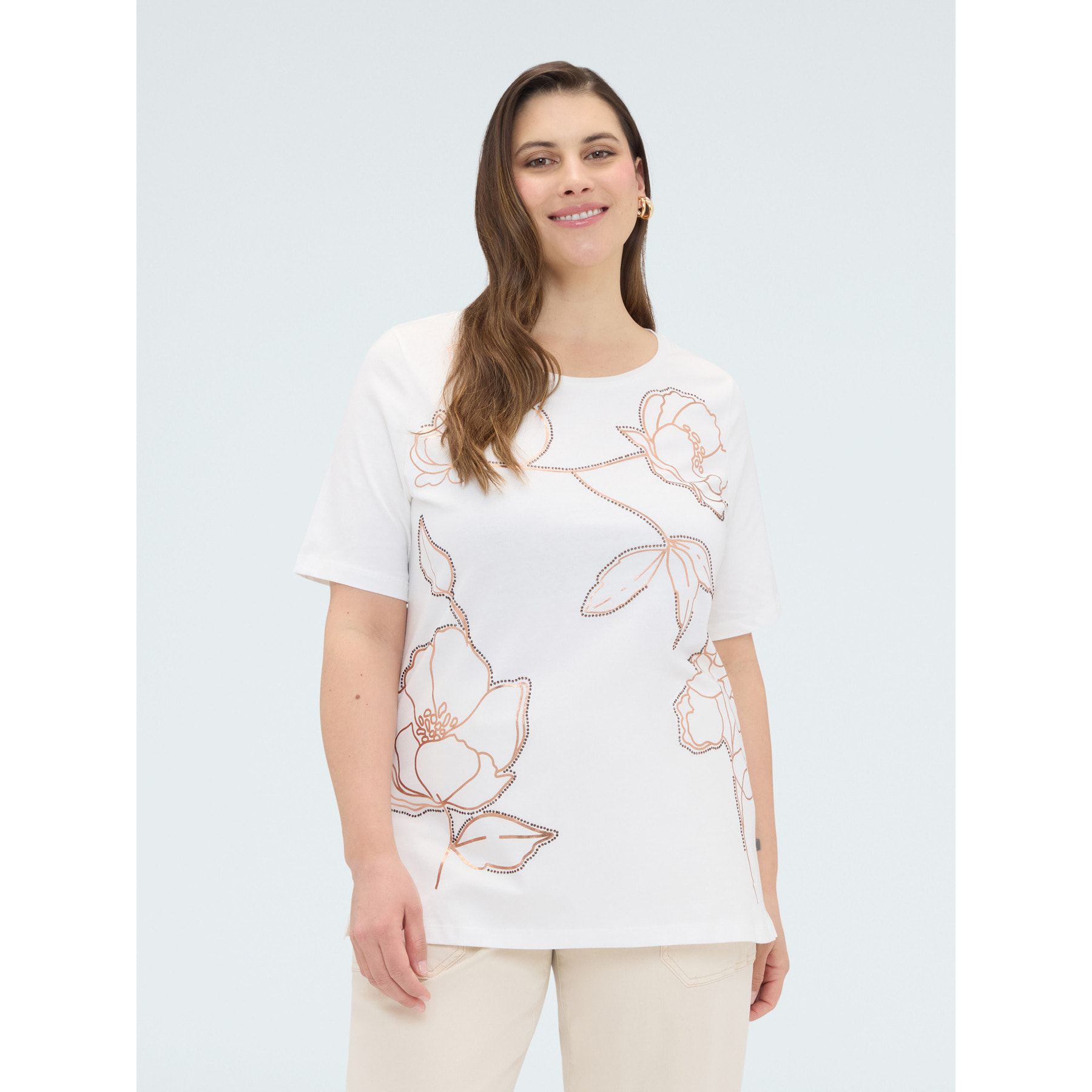 Fiorella Rubino - T-shirt in cotone con stampa floreale - Bianco