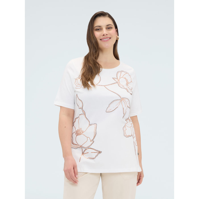 Fiorella Rubino - T-shirt in cotone con stampa floreale - Bianco
