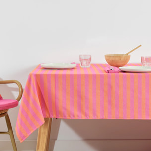 Nappe en tissu jacquard Maglia rayé Fuchsia et Orange