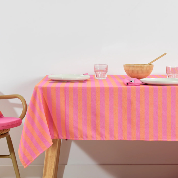 Nappe en tissu jacquard Maglia rayé Fuchsia et Orange