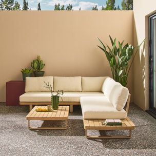 Salon de jardin d'angle bois d'acacia et aluminium 5 places ACALIA LATIKA