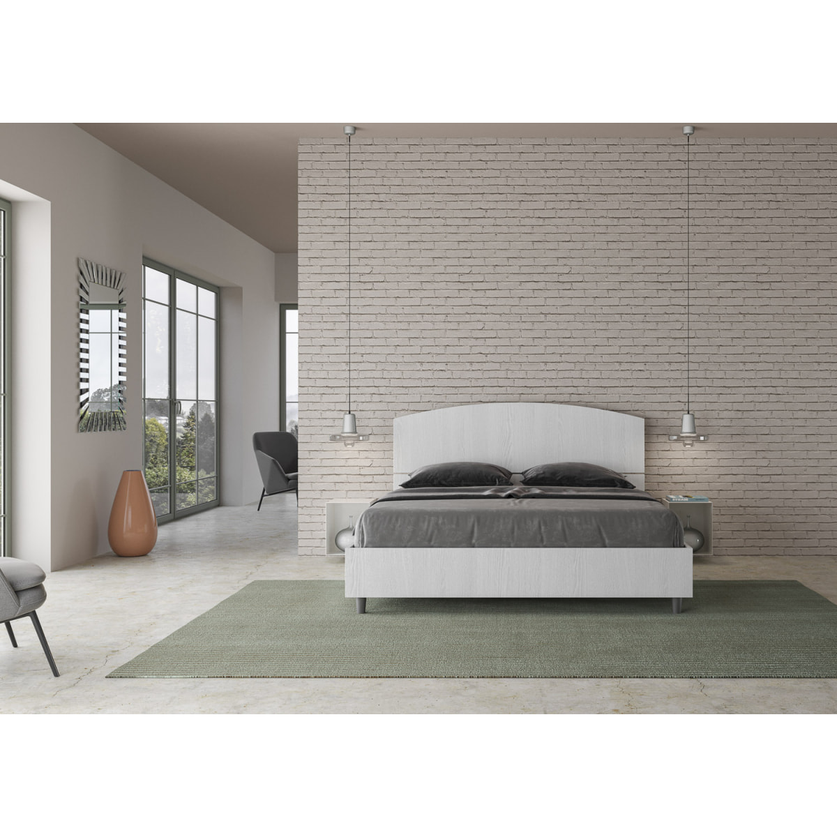 Letto contenitore 160x200 bianco frassino Dora