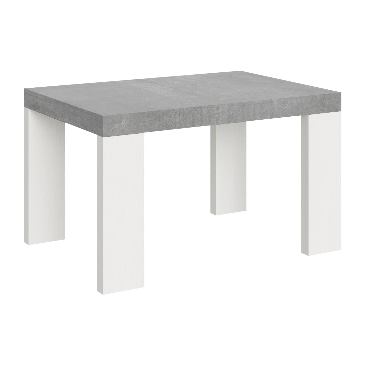 Mesa extensible 90x130/390 cm Roxell Mix tapa Cemento patas Fresno Blanco