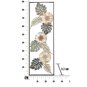 Decorazione da parete, Ferro, Con fantasia floreale, Misure: 31 x 3 x 89 cm