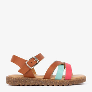 Sandalias De niña Con Tiras En Marrón