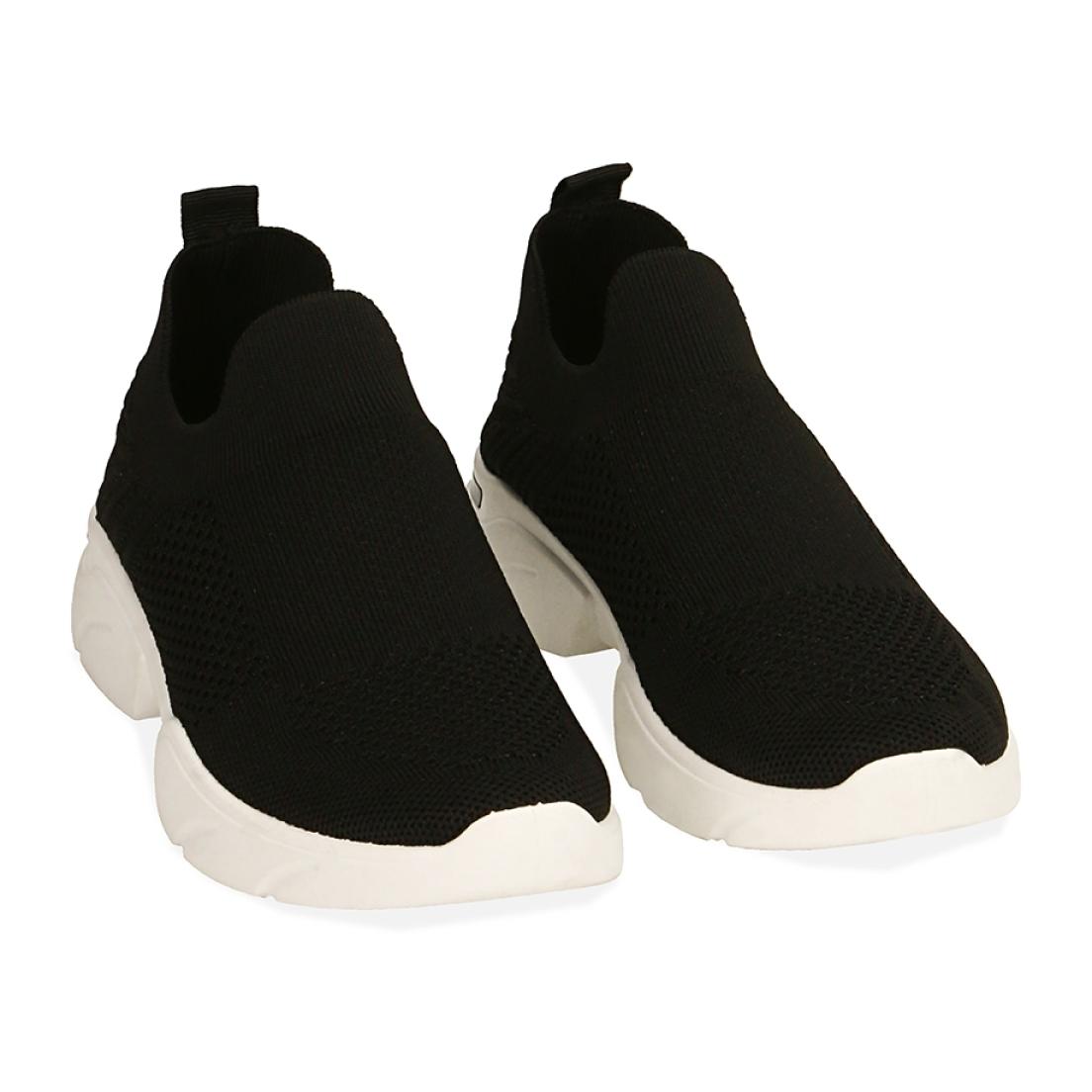 Slip-on nere in tessuto