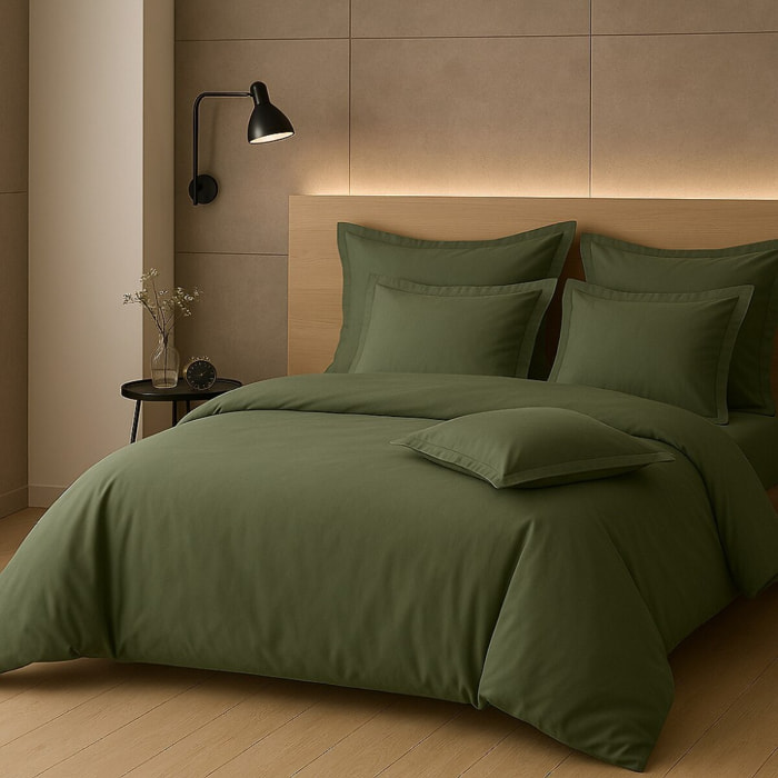 PARURE HOUSSE DE COUETTE 2 PERS 260x240 percale de Coton - PERCALE KAKI