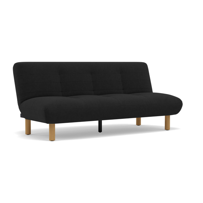 Soan - Banquette 2 places convertible clic-clac en velours texturé - Noir