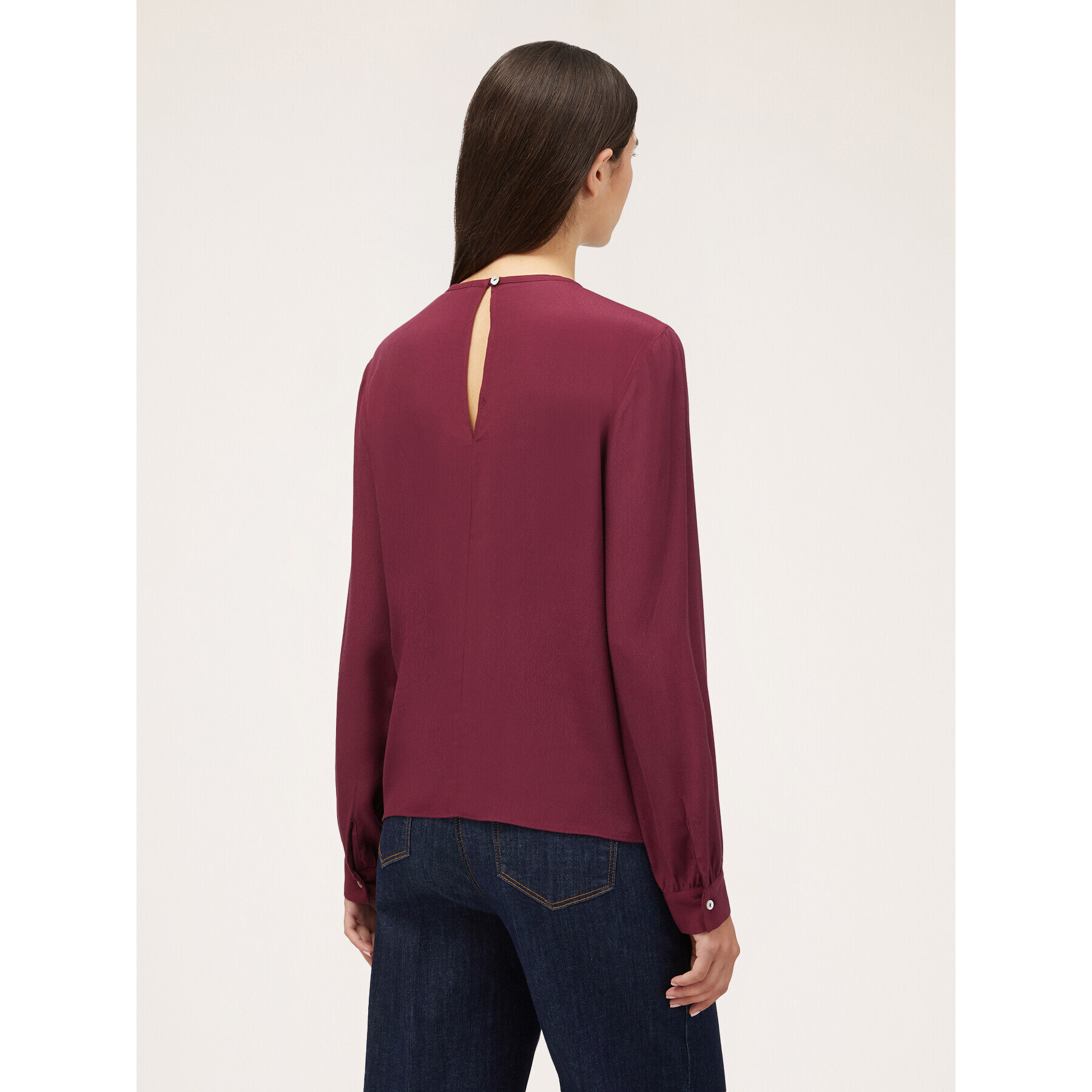 Motivi - Blusa vaporosa con pliegue - Burgundy