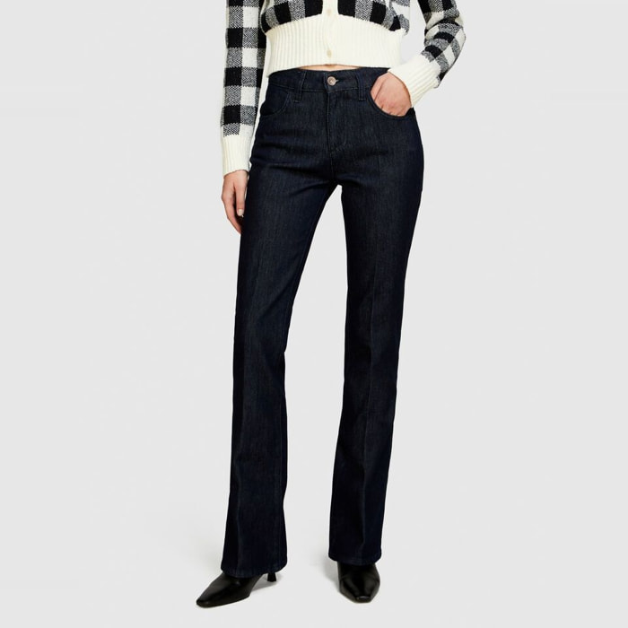 Jeans - modello svasato - cotone - blu denim scuro