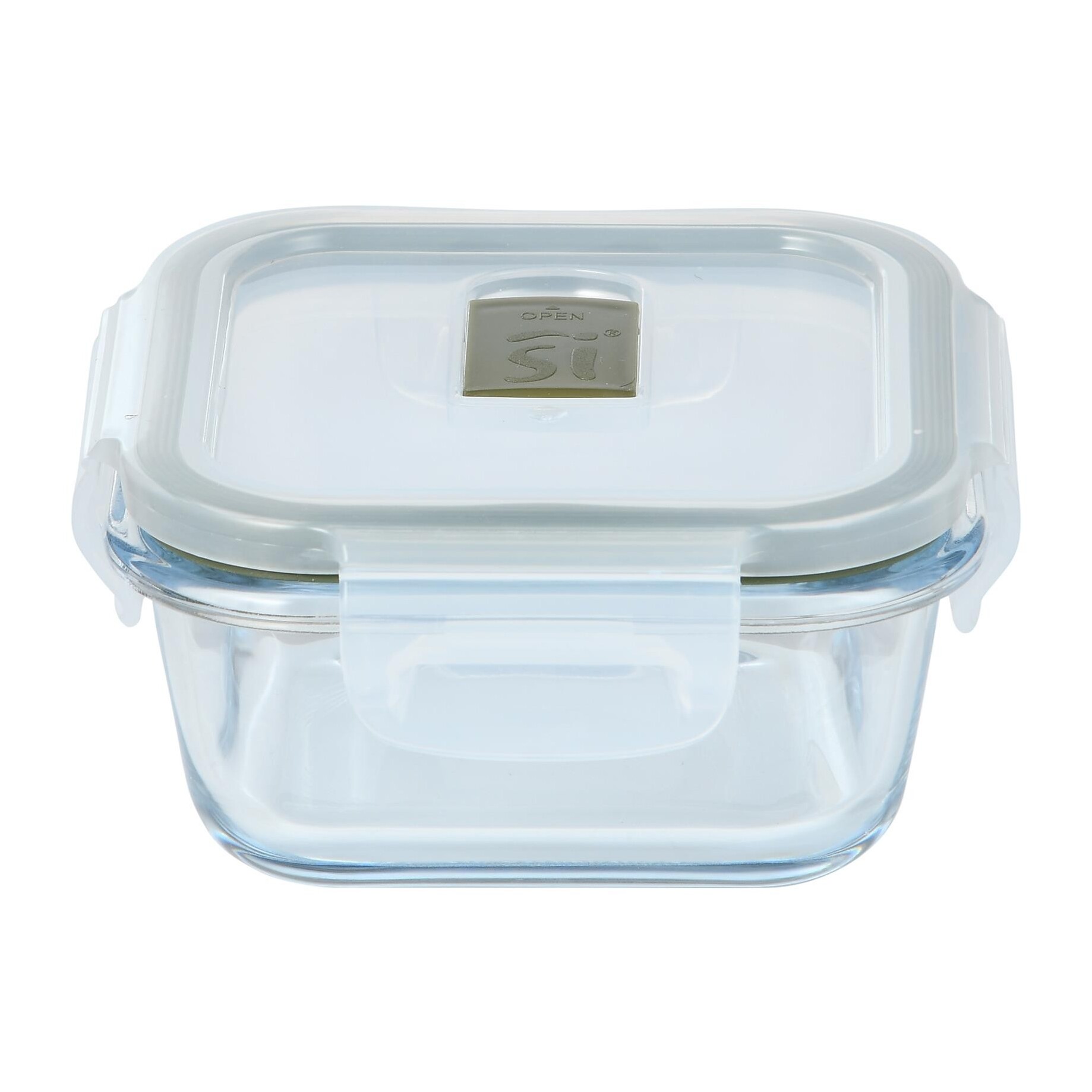 Hermético cuadrado transparente vidrio borosilicato con tapa hermética