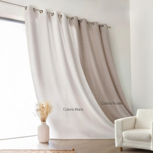 Rideau Uni Campagne Chic Poly-Lin - Blanc