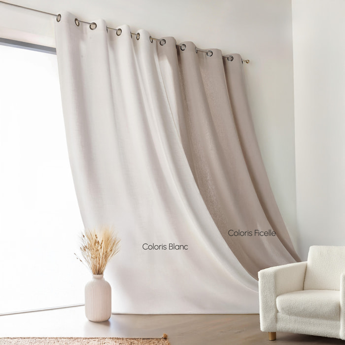 Rideau Uni Campagne Chic Poly-Lin - Blanc