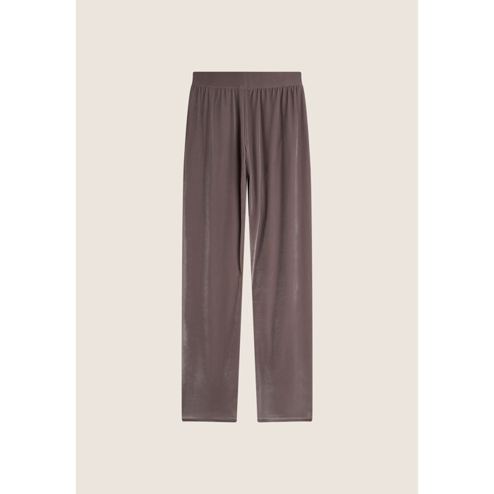 Pantaloni wide leg comfort da donna in tessuto lurex