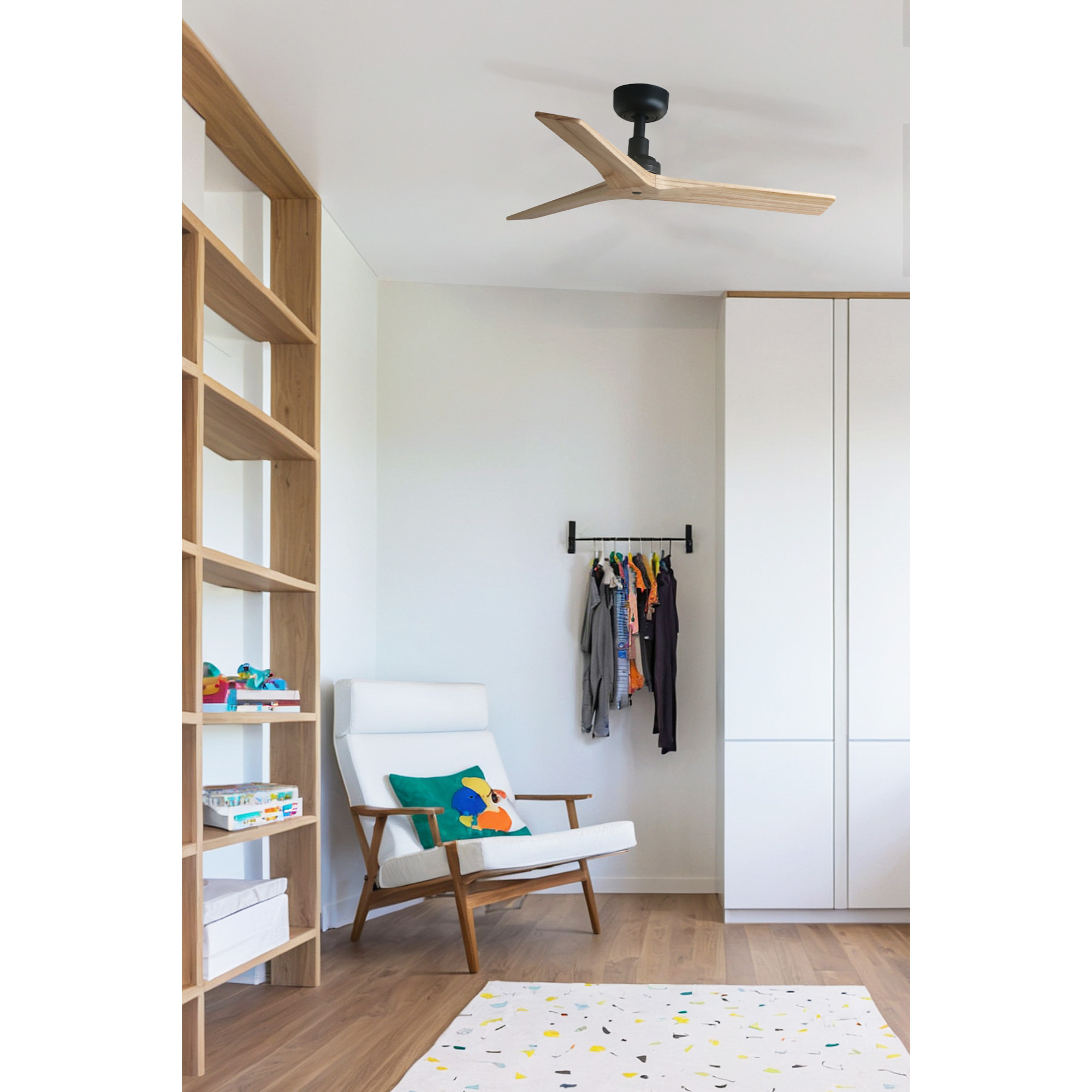 KLIM S Ventilador de techo negro/pino