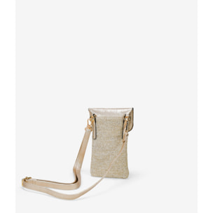 Bolso para móvil dorado con solapa