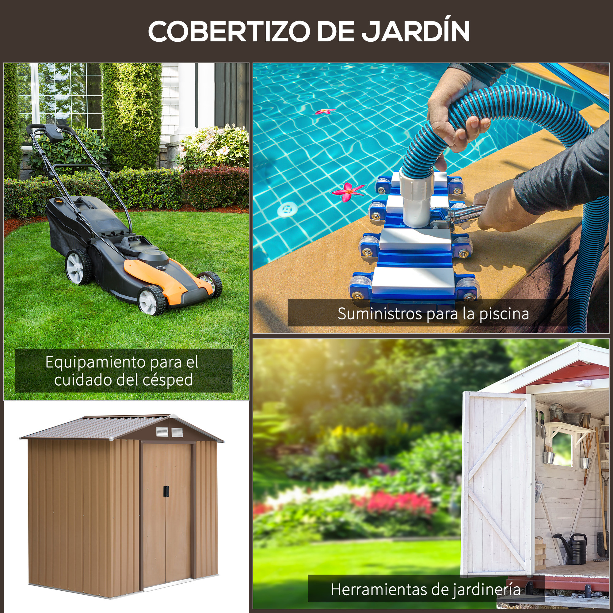 Caseta de Jardín Cobertizo Exterior de Acero para Herramientas con Ventilación