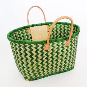 Panier artisanal de plage Vert Fibres naturelles - Toama GM Vert anis