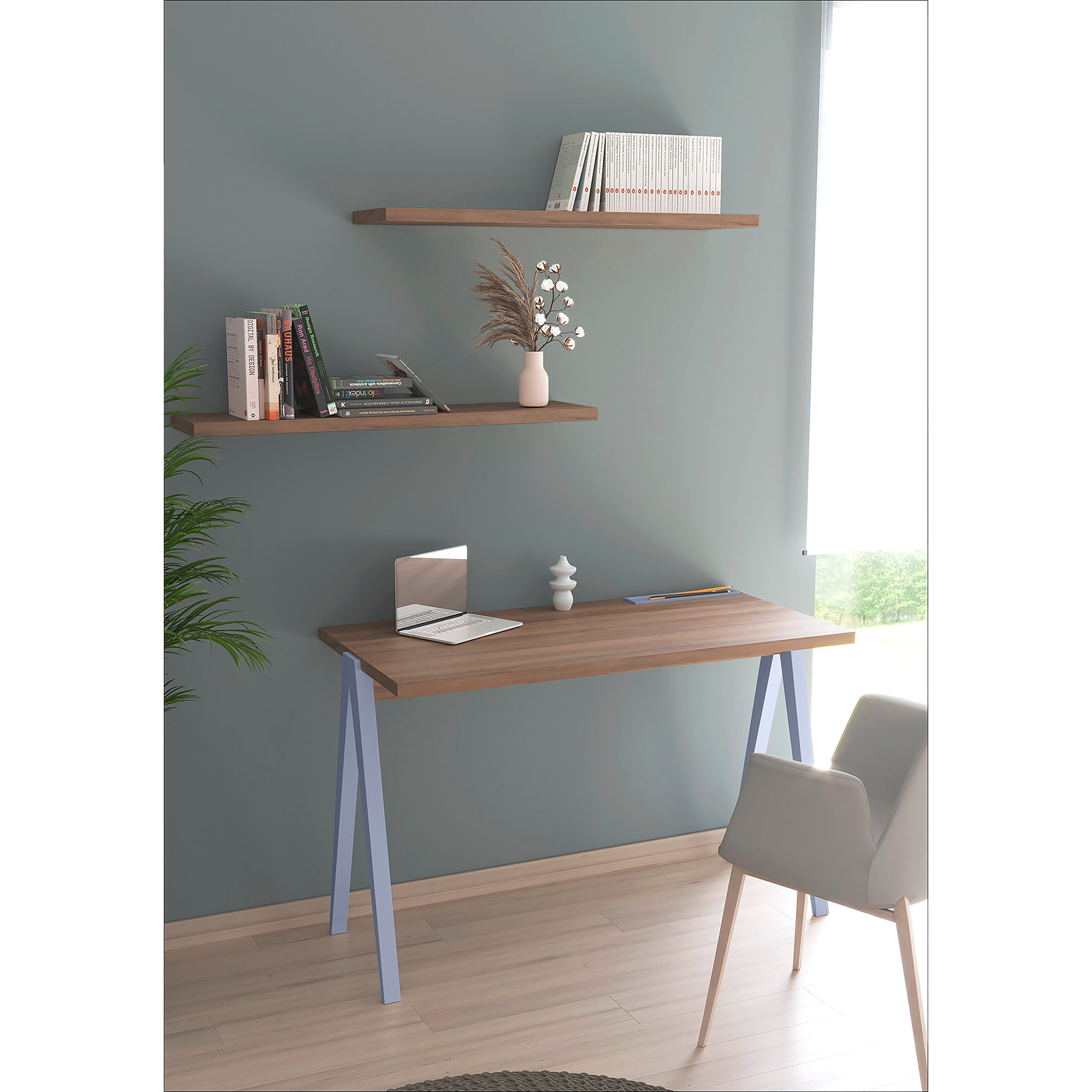 Estante mural Line melamina nogal 90x18x2 cm