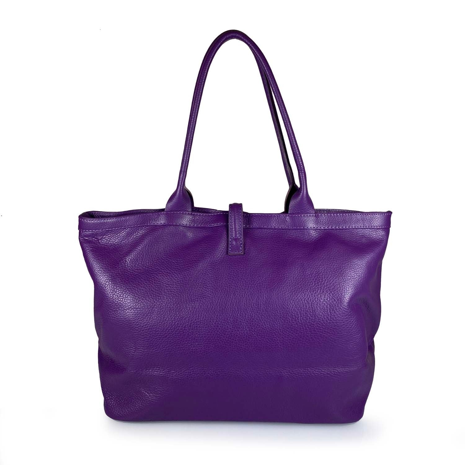 Borse Donna colore Viola-in pelle Made in Italy 42 x 38 x 6cm