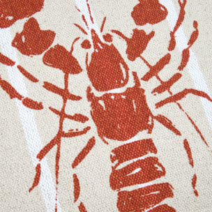 Coussin coton motif homard - Orange corail