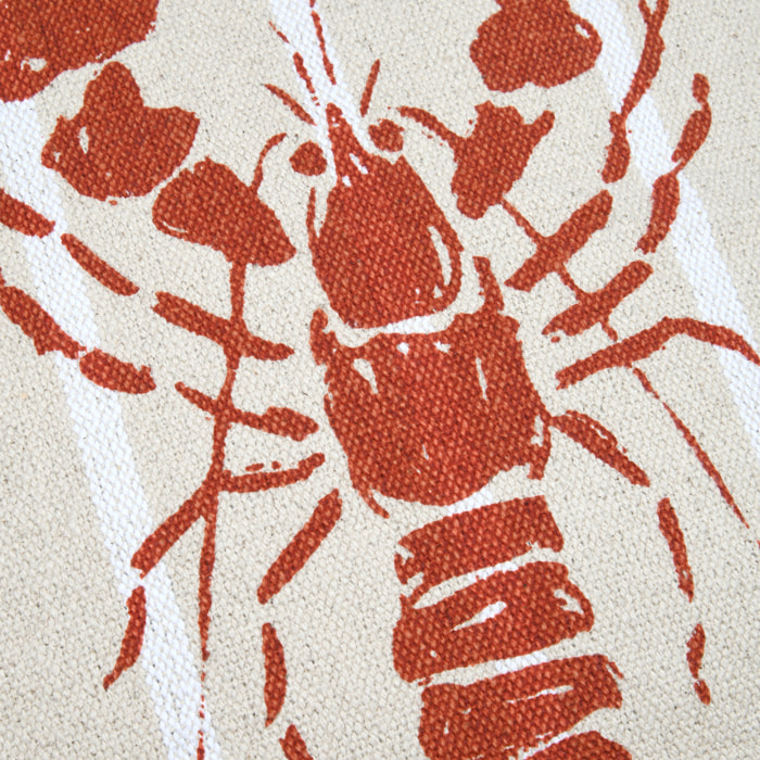 Coussin coton motif homard - Orange corail