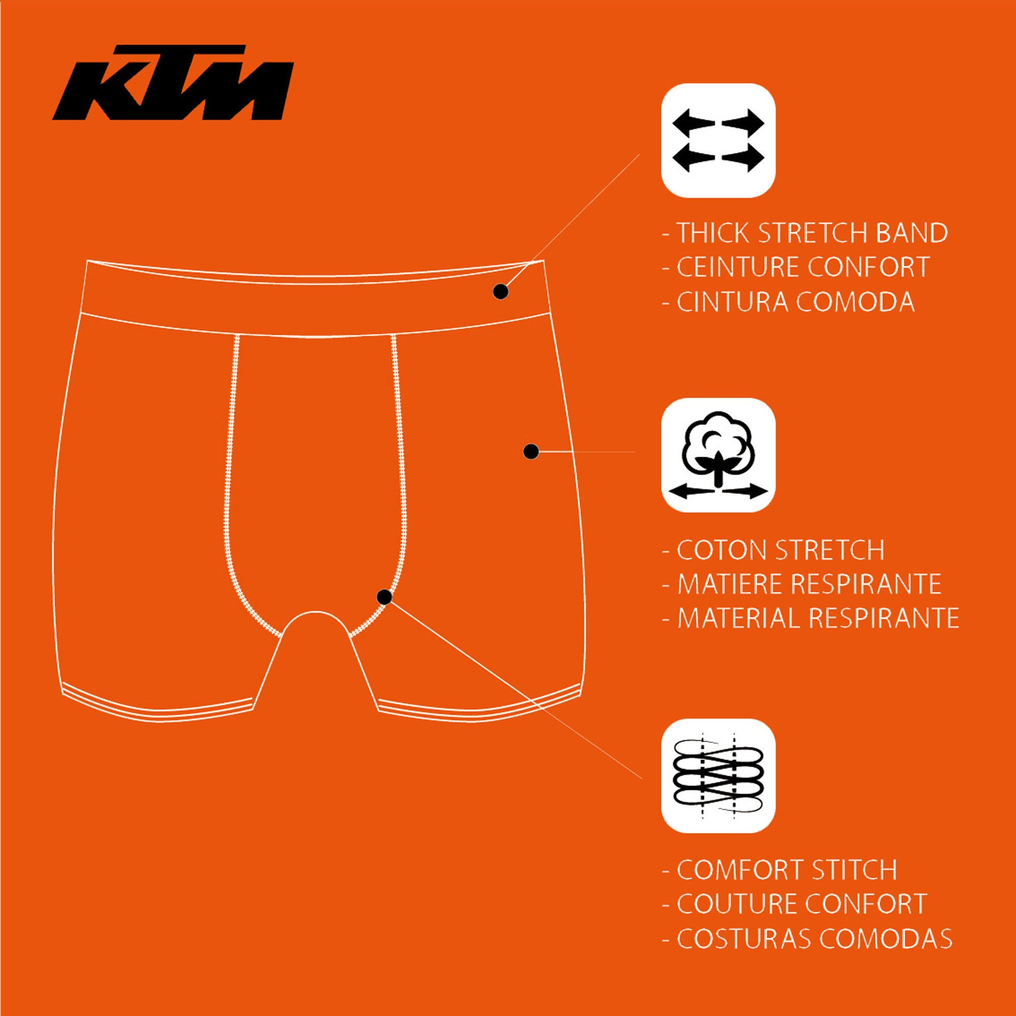 Set de 4 calzoncillos bóxer ktm  blanco y gris claro