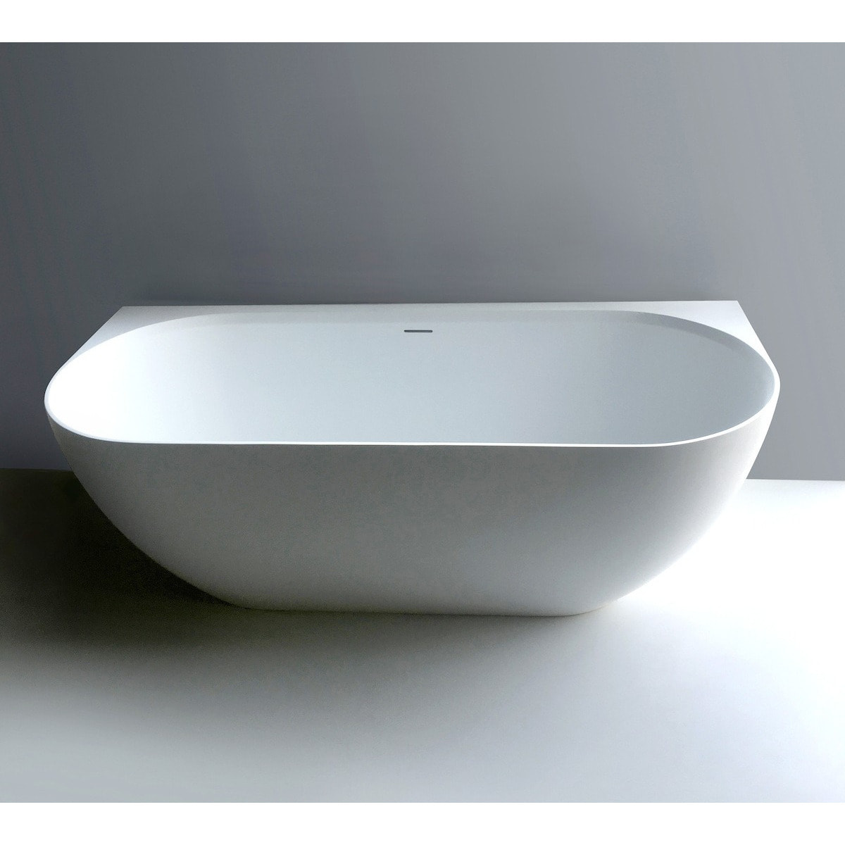 Lesly 170 x 82 cm Baignoire semi-îlot en marbre coulé, blanc (LE1700)