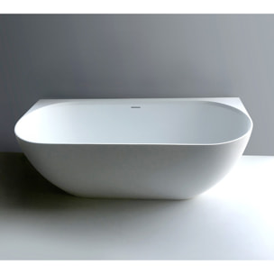 Lesly 170 x 82 cm Baignoire semi-îlot en marbre coulé, blanc (LE1700)