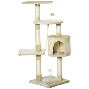 Árbol Rascador para Gatos de Melamina 75x40x112cm Beige