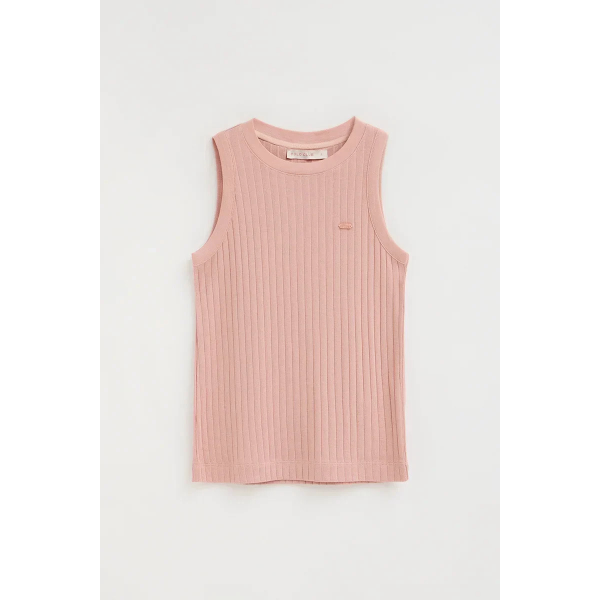 Camiseta sin mangas rosa palo de canalé con logo Polo Club