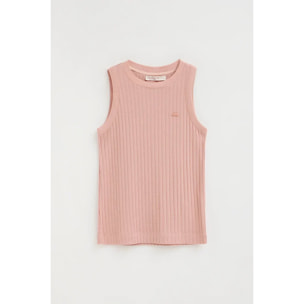 Camiseta sin mangas rosa palo de canalé con logo Polo Club