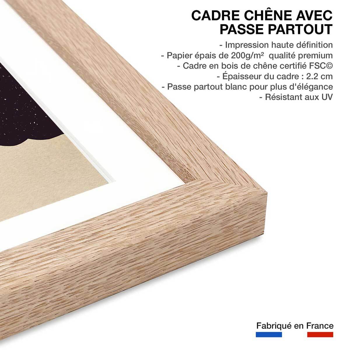 Affiche enfant coup de balai  Affiche + cadre en bois - Chêne