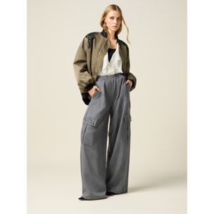 Oltre - Pantaloni cargo in tencel con pietre - Grigio